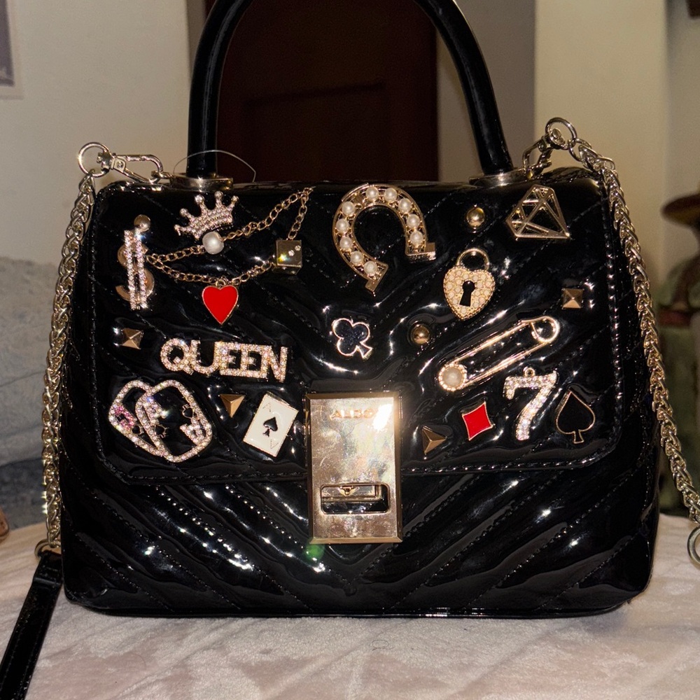 Aldo Black Embellished Shoulder Bag *Broken clasp*